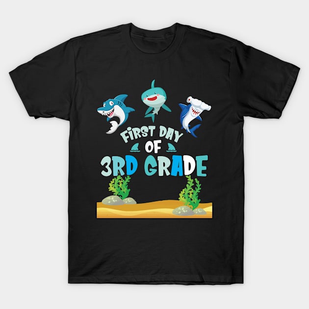 First Day Of 3rd Grade Sharks Students Happy Back To School First Day Of School T-Shirt by joandraelliot